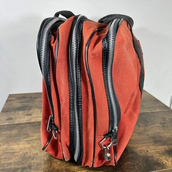 Vintage Soft Carry On Suitcase Bag Red With Black Trim Made In Korea 12 x 19 x 8 - Picture 13 of 14